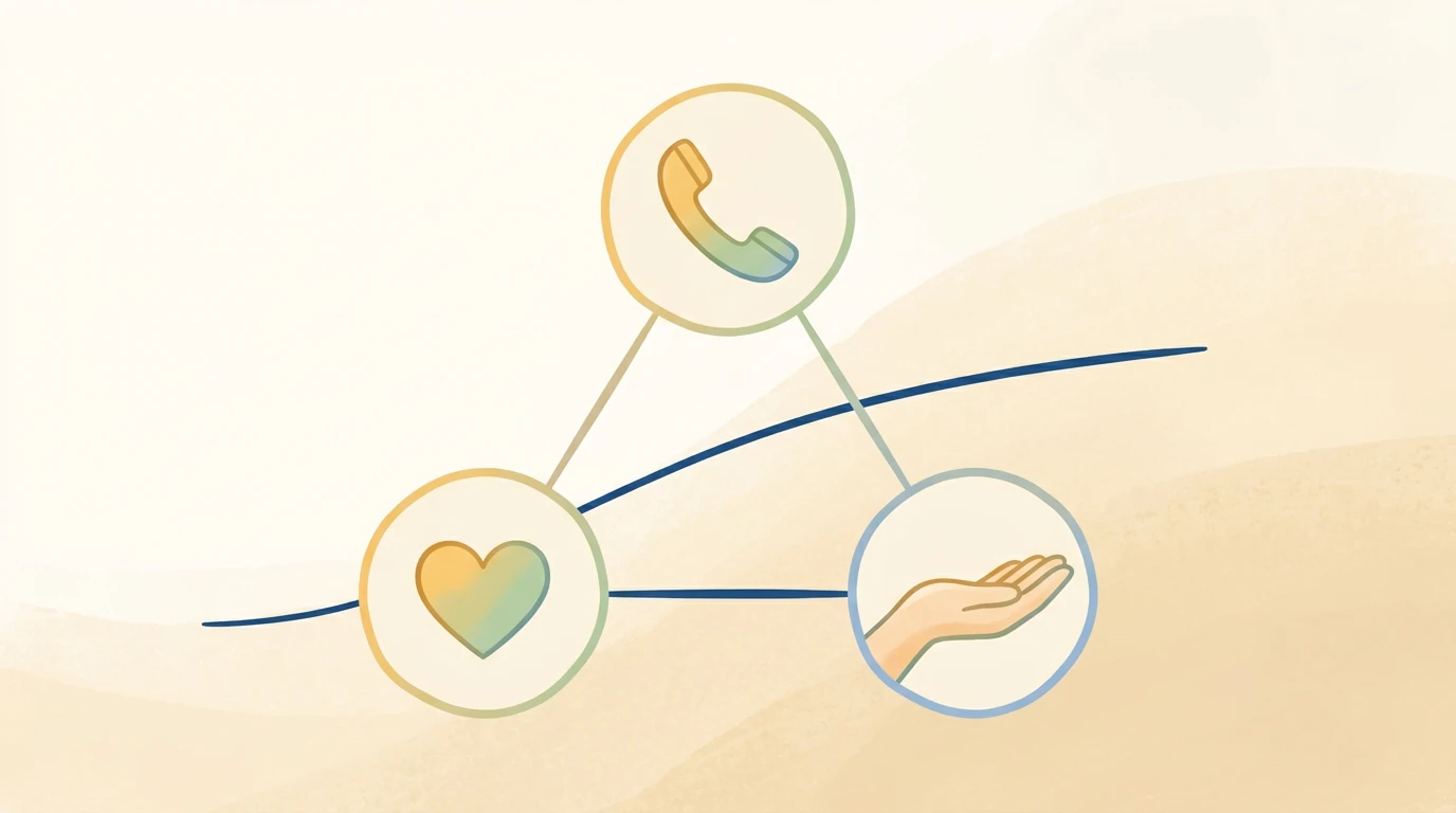 Illustration af danske hjælperessourcer ved spilafhængighed: StopSpillet-helpline, Center for Ludomani og rofus.nu vist som samlet beskyttelsesnetværk.